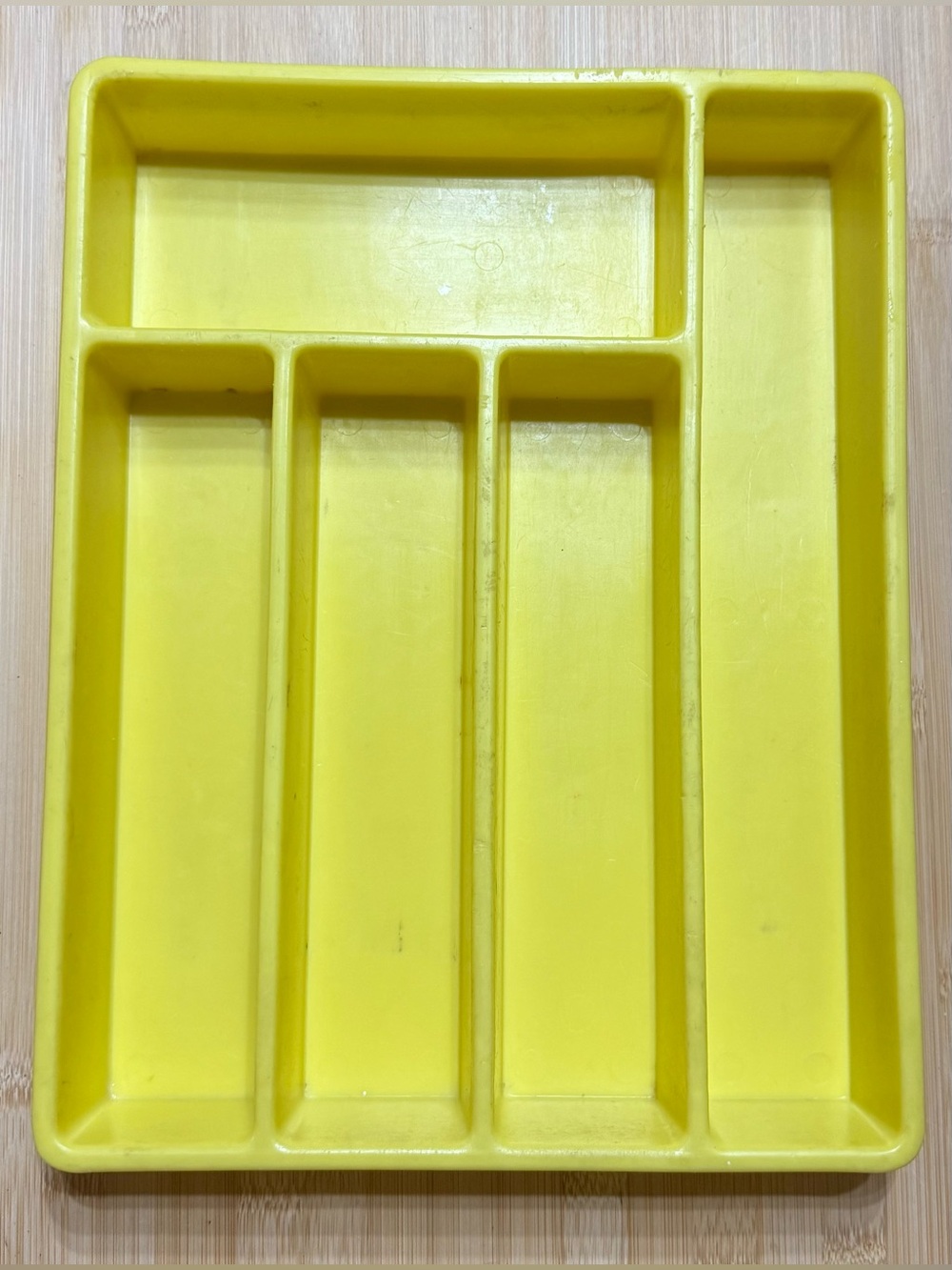 Vintage Yellow Silverware Tray Flatware Drawer Organizer Made in USA